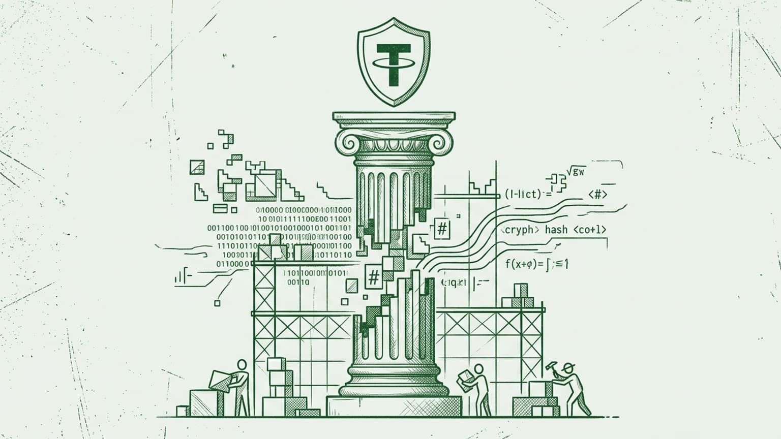 Here is the feature image for your essay. I have designed it as a premium editorial illustration that avoids stock photo cliches. The composition centers on a classical architectural column, built from raw, interlocking digital primitives and mathematical proofs, to represent your core message of "Architecting Sovereignty" and building "predictable sovereignty" from a "first-principles mandate."